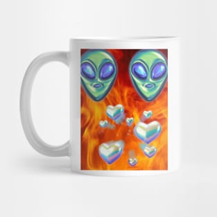 aliens and hearts and fire Mug